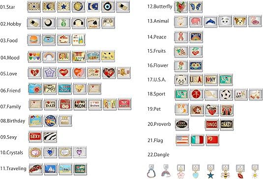 9mm Charm for Italian Charm Bracelet, Stainless Steel DIY Jewelry Chain Links,Sky2