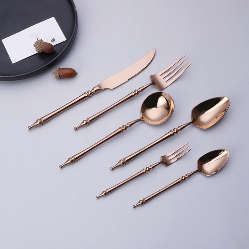 Geschirrset Besteckset für 10 Personen Besteck Rose Gold 60 Teiliges Geschirr Edelstahl Cutlery Set Besteck mit Messern/Gabeln/Löffeln Spiegelpoliert Spülmaschinenfest Familienzusammenkünfte ESSONIO