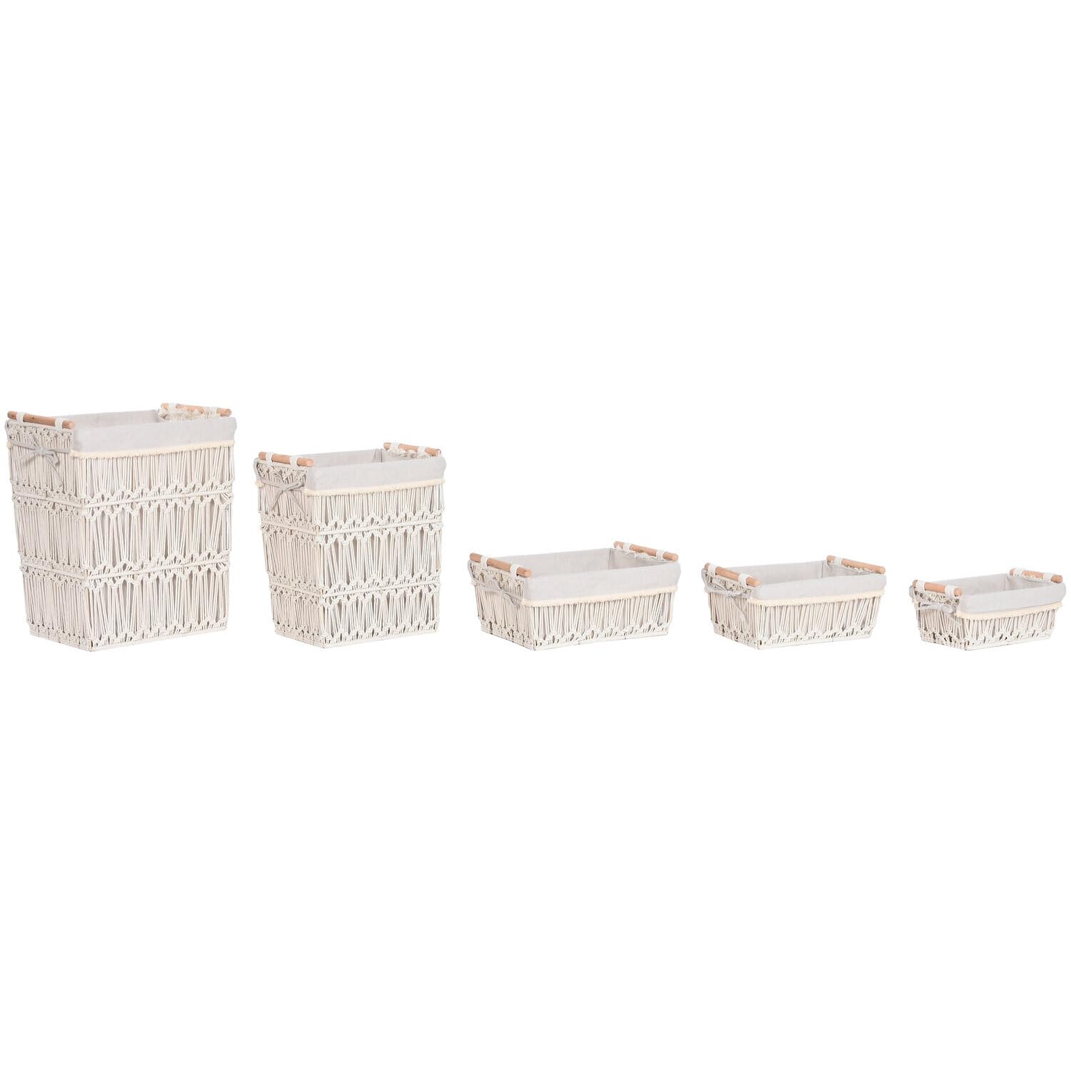 CESTA ROPA SET 5 MACRAME METAL 42X32X51 BLANCO
