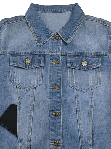 Womens Cropped Jean Jacket Basic Button Down Demim Jacket With Pockets4