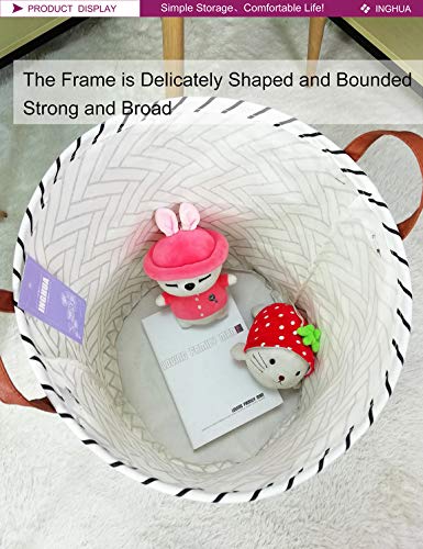 Image of Weave Laundry Hamper Large Canvas Fabric Storage Basket | Organizer Bin Dirty Clothes Collapsible Waterproof for College Dorms, Boys and Girls Bedroom,Bathroom