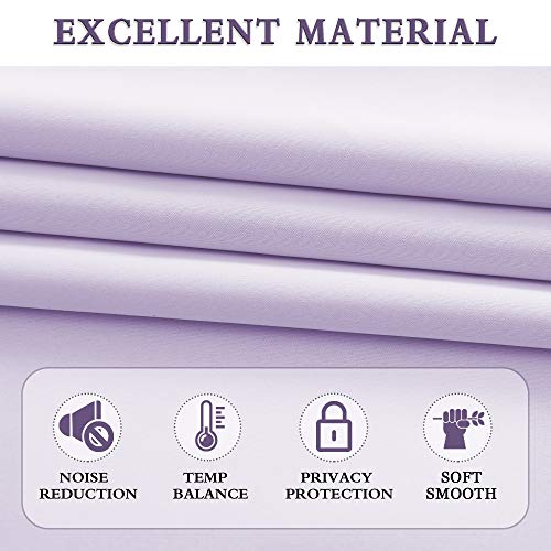 Image of DONREN 96 Inches Long 2 Panels Blackout Curtain Panels for Bedroom - Rod Pocket Thermal Insulated Drapes for Living Room(Lavender Purple,52 W x 96 L)