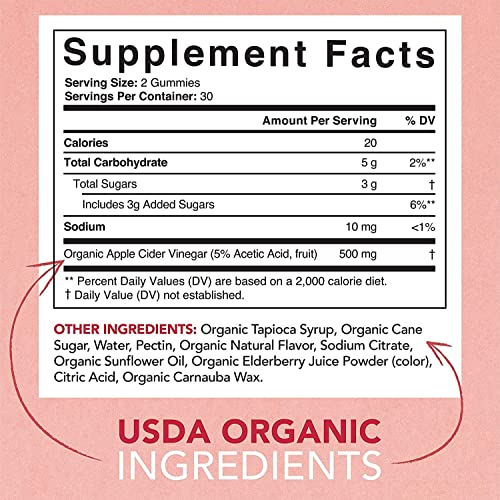 Sports Research Organic Apple Cider Vinegar Gummies With The Mother - Usda Organic, Vegan Certified & Non-Gmo Verified (60 Vegan Gummies) #TOP3