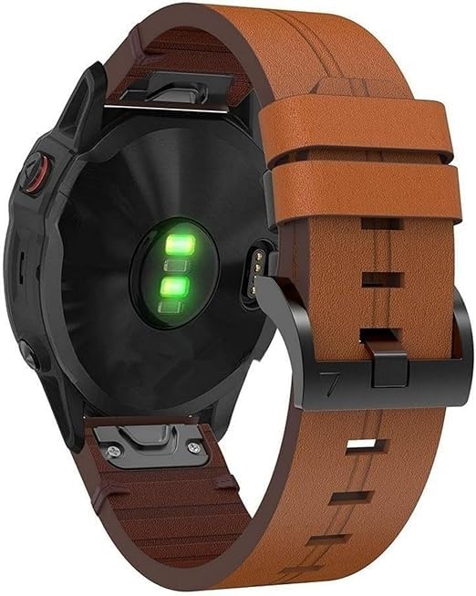 Leather Straps Compatible with Garmin Approach S62/Approach S60 Strap, 22mm Adjustable Replacement Wristband Premium Leather Band for Garmin Approach S62/Approach S60 (Brown)