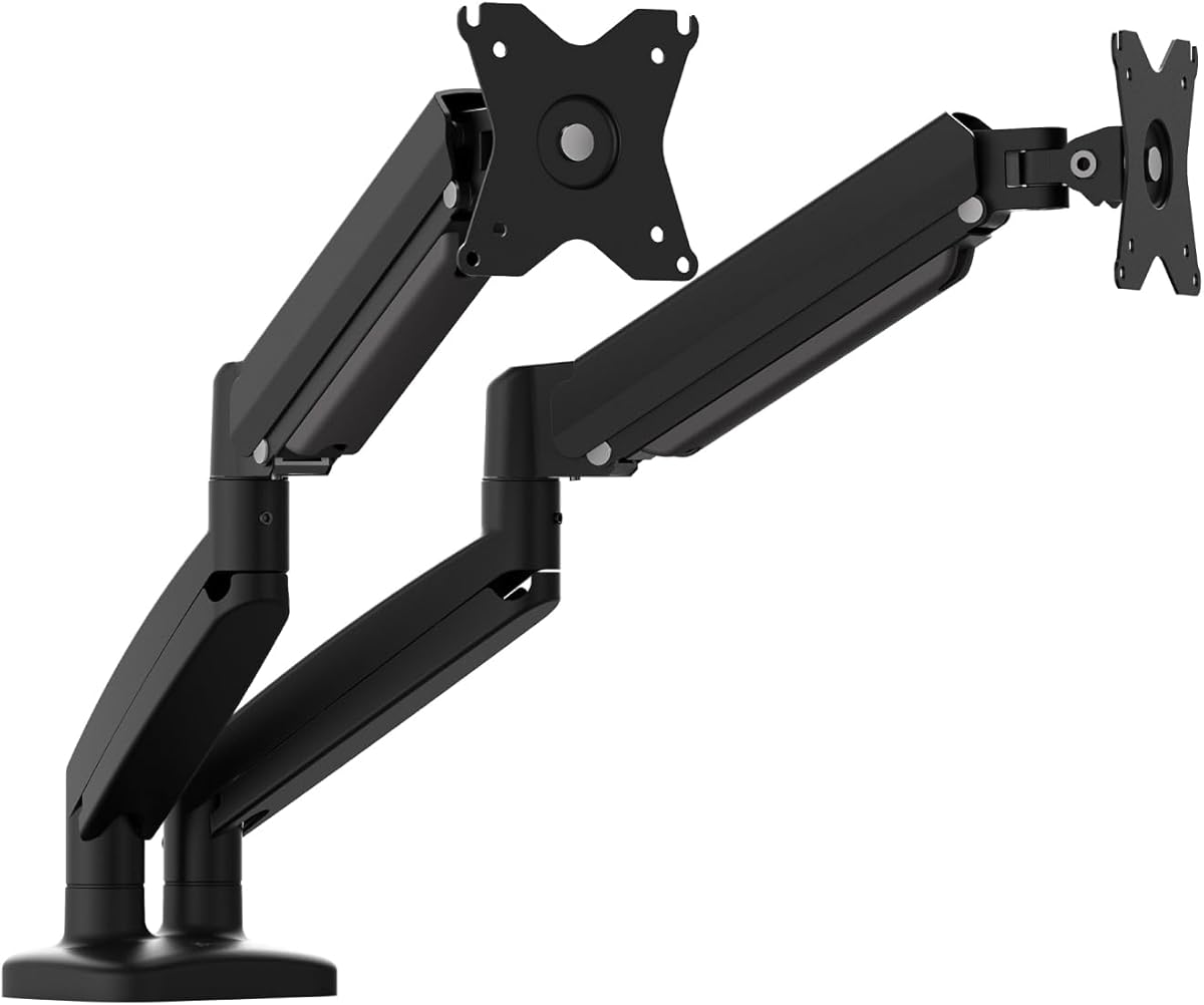 j5create Ergonomic Dual Monitor Mount, Fully Adjustable Monitor Desk Stand for 2 Screens up to 32 inch, Integrated Cable Management, Comes with Clamp and Grommet Mount Options (JTSA102)
