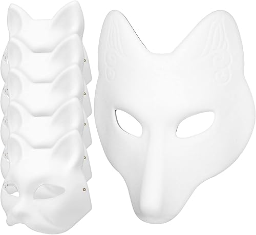 Toyvian Máscaras de zorro DIY con máscaras de gato Papel blanco en blanco pintado a mano