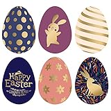 300 Easter Theme Egg Sticker Labels | 6 Different Eggs Design Stickers with Gold Foil | Perfect for