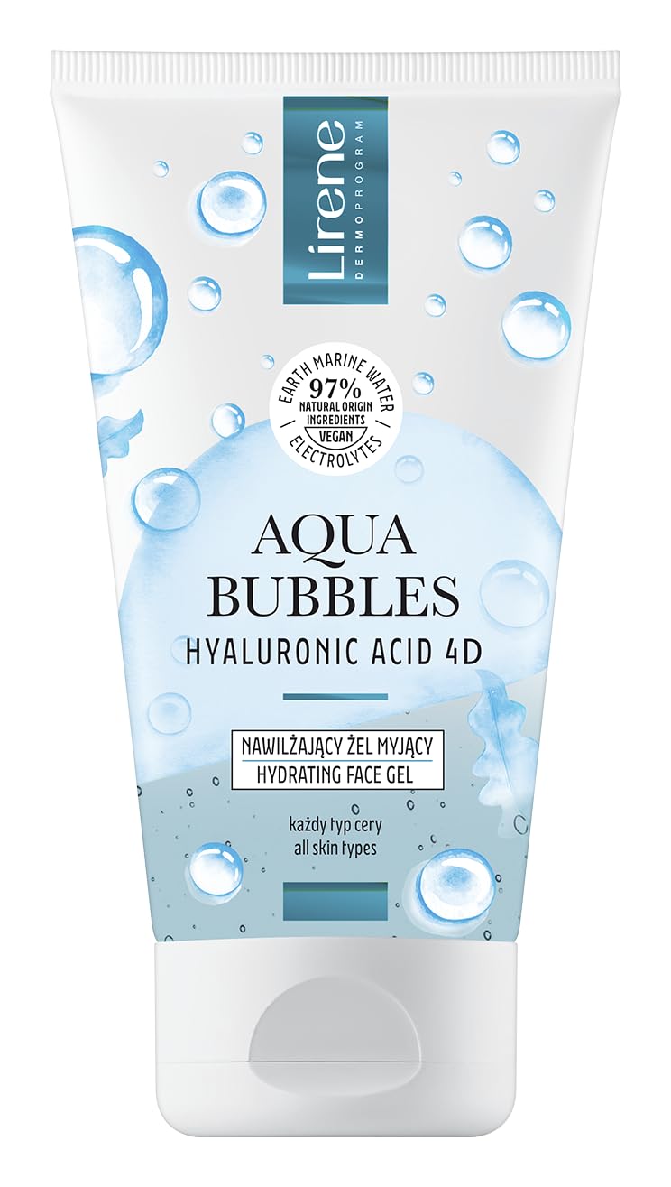 Lirene Aqua Bubbles Hyaluronic Acid 4D Hydrating Face Gel | For All Skin Types | 97% Natural Origin | 150ml