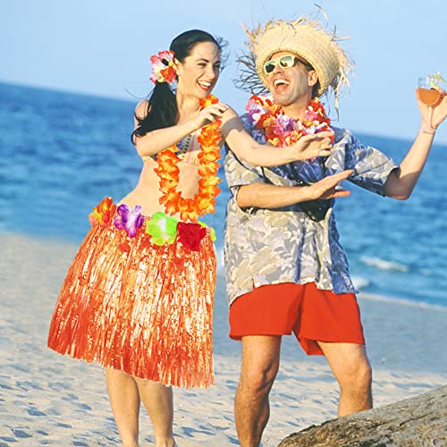 40 Stks Hawaiian Fancy Dress Set met 8 Stks Hawaiian Leis, 8 Stks 40 cm Hula Gras Rok, 8 Stks Hoofdbanden en 16 Stks Polsbandjes Hawaiian Kostuum Rok voor Meisjes Vrouwen Hawaii Luau Zomer Strand Party Decoraties - Image 8