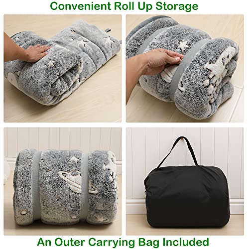 Image of Kids Sleeping Bag for Girls Boys Glow in The Dark Toddler Slumber Bag Luminous Soft Sleepover Bag Nap Mat Preschool Daycare Kindergarten Slumber Sack with Pillow Pocket