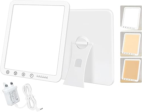 SAD Light, 15000Lux Light Therapy Lamp, UV-Free Natural Sunlight Lamp with 6 Timer Settings 3 Color Temperature & 5 Brightness Levels, Touch Control & 180° Stand, 12W Daylight Lamp