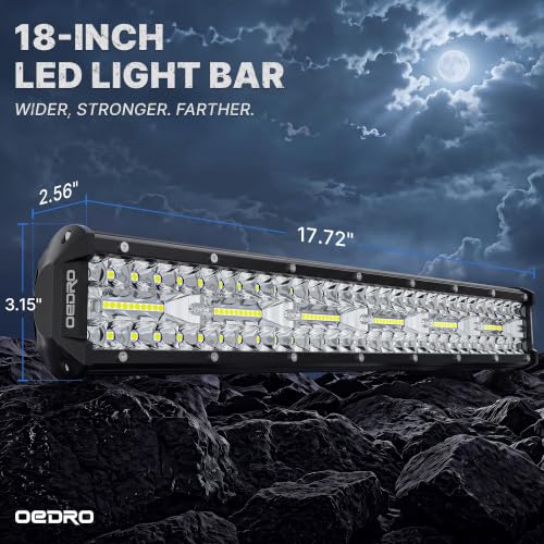 Image of OEDRO 18 Inch LED Light Bar Tri-Row 360W Driving Light with Wiring Harness | Spot Flood Combo Led Work Lights IP68 Off Road Lamp Fit for Pickup SUV UTV Truck 4WD 4X4 ATV Tractor (12V 24V)