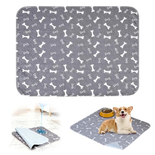Washable Puppy Pads Reusable Pee Pads for Dogs Leak & Odor & Slip Proof Dog Training Pad - Non-Slip Base Super Absorbent Easy to Clean (Grey M 17.7 × 23.6)