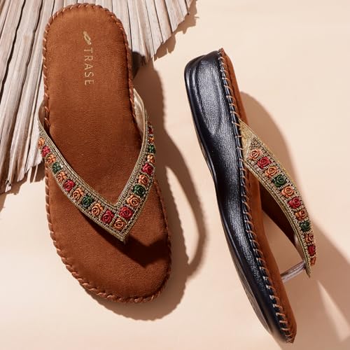 Image of TRASE Orthopedic Comfortable Footwear for Women | Stylish V Strap Chappal with Soft Cushioned Footbed | Perfect Slippers for Woman Daily Use