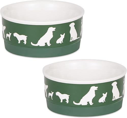 Miniatura 13 de Bone Dry Dog Bone - Recipiente y recipiente de cerámica para mascotas, pequeño, 4.25 x 2, gris, 2 unidades Negro/Blanco,Gris,Verde cazador