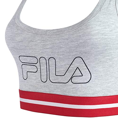 Fila Women's Classic Logo Cotton Racerback Sports Bra Heather Grey #TOP3