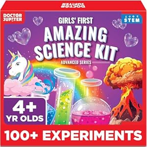 Doctor Jupiter Girls’ First Amazing Science Kit for Kids Ages 4-5-6-7-8 | Birthday Gift Ideas for 4+ Year Old Girls | Learning & Educational Projects | STEM Toy with 100+ Experiments