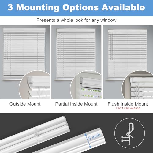 SMONTER 2" Slat Faux Wood Blinds with Crown Valance- Cordless Horizontal Blinds Room Darkening Blinds for Windows Bedroom, Bathroom, Living Room, Glass Door Interior Decor, 39" Wx 60" H by SMONTER - Used condition - Image 4