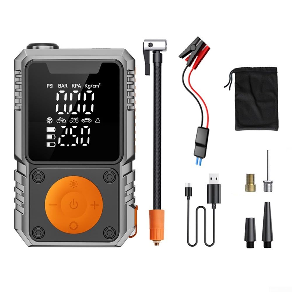 Avviatore portatile per auto, con compressore d'aria, booster da 12 V e kit di gonfiaggio pneumatici, 7200 mAh (4 x 1500 mAh)