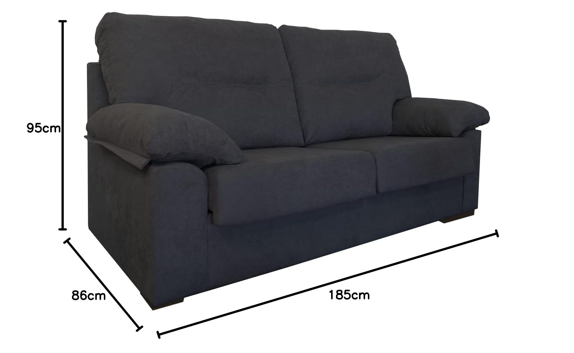 MUEBLIX.COM | Sofa Marcos, 3 Plazas, Diseño para Salón Moderno, Confortable, Armazón de Pino Gallego, Asientos de Goma Espuma, Antracita
