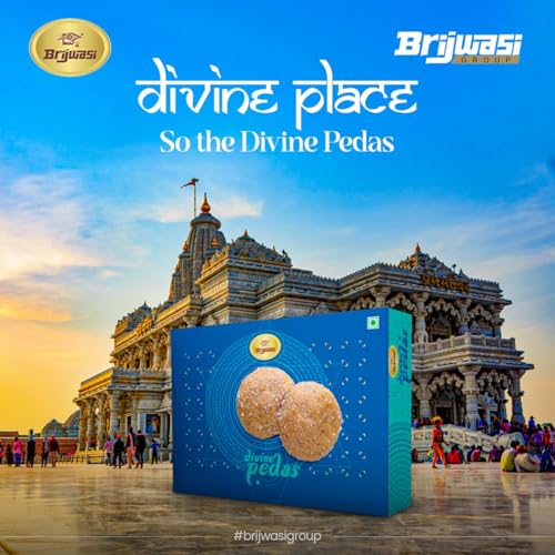 Image of Brijwasi Divine Pedas | Mathura Famous Milk Peda | Traditional Indian Sweet | Made with Pure Desi Ghee | Soft & Rich Milk Mithai | No Preservatives | Fresh & Hygienically Packed | 400g