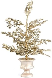 Factory Direct Craft Artificial Sparkling Platinum Gold Holly Topiary Tree with Painted Base