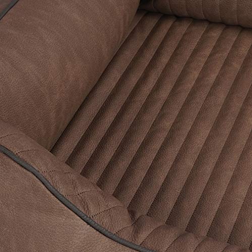 Knuffelwuff Orthopädisches Hundebett Tampa aus laser-gestepptem Kunstleder XXL 120 x 85cm Braun