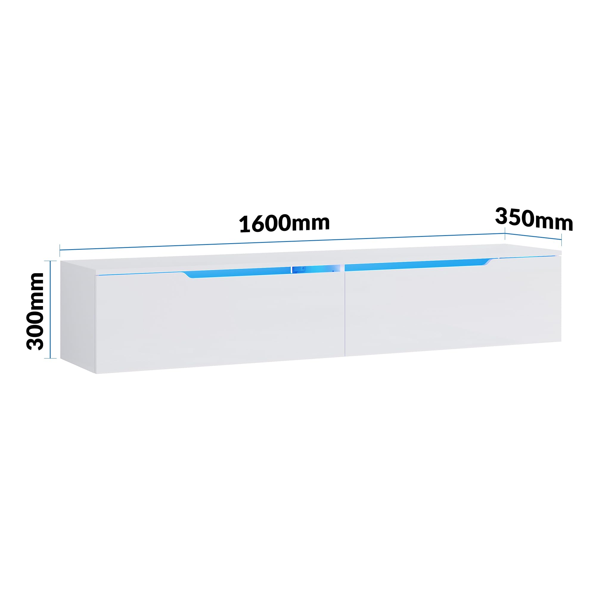 SONNI Mueble TV con Luz LED Regulables de 12 Colores,Mueble de Salón Blanco 160x35x30cm