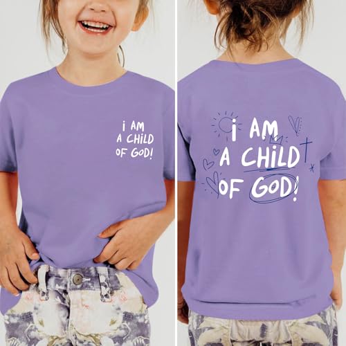 Image of KEEVICI Cute I Am A God of Child Shirt Girls Graphic Tees Christian T Shirts for Kids Jesus Religious Faith Cotton Summer Top