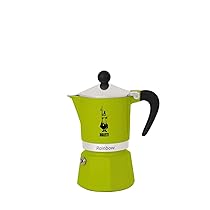 Bialetti Rainbow Caffettiera Colorata, Alluminio, Verde, 3 Tazze