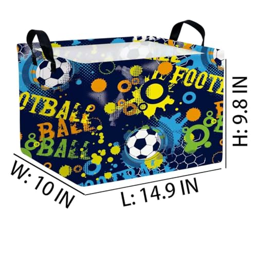Image of Large Kids Basket Foldable Nursery Baby Storage Bin Collapsible Box Organizer Bedroom Decor (Graffiti Soccer)