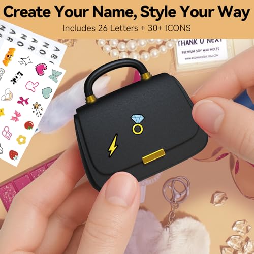 Image of ANCwear Black Wireless Ear Buds for Girls, Quiet Luxury Handbag Earbuds with Mini Purse Charging Case, DIY Stickers, Bluetooth 5.3, 22H Battery Life, Chic Gift Earbuds for Women Teens