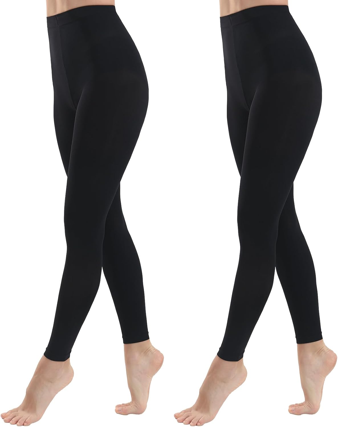 MANZI Footless Tights for Women Dance Tights 40 Denier Semi Opaque Pantyhose 2 Pairs