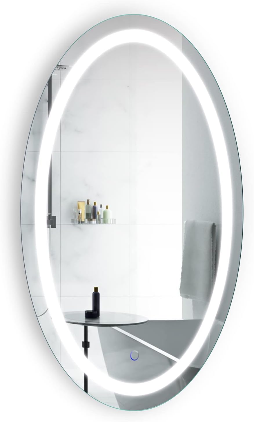 Krugg Large 24 Inch X 42 Inch LED Oval Bathroom Mirror