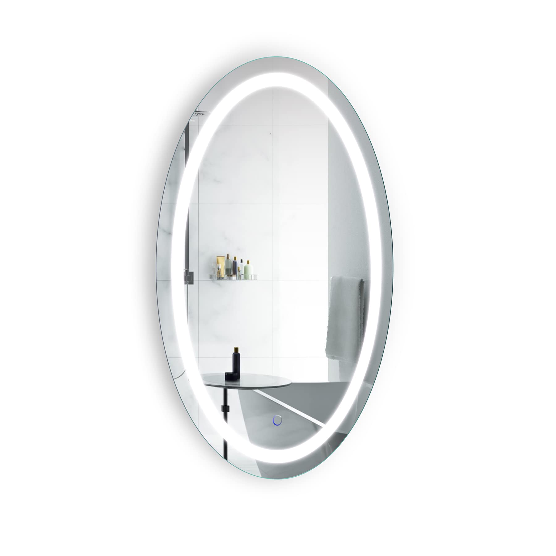 Krugg | Large 24 Inch X 42 Inch LED Oval Bathroom Mirror | Lighted Vanity Mirror Includes Dimmer & Defogger | Wall Mount Vertical or Horizontal Installation