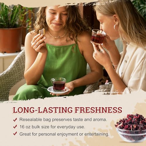 52USA Organic Hibiscus Flowers Tea, Hibiscus Tea, 1 lb (16oz), Dried Hibiscus Flowers Herbal Tea, 100% Certified Organic, Cut and Sifted, Flor de Jamaica, Gluten Free, Non GMO, Keto Friendly - Thumbnail 5