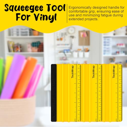 Image of TECKWRAP Felt Squeegee Scraper Tool for Vinyl, Yellow, 6 inchx2.9 inch | For Vinyl, Decals, Inkjet Sticker Paper, and Wallpaper, Scratch-Free Application