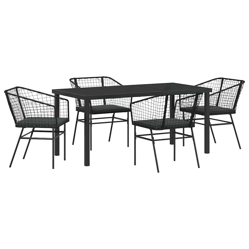 Salon de jardin en polyrotin noir idéal pour aménager votre terrasse ou balcon ombragé