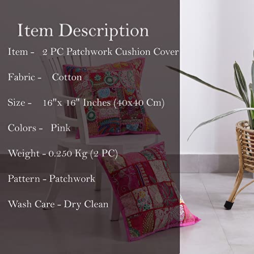 Image of Ravaiyaa - Attitude is everything Set Of 2 PC Home Sofa Decor Cotton Cushion Cover, Handmade Khambadiya Patchwork Pillow Case, Embroidery Cushions