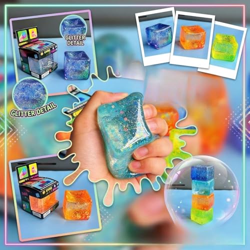 Image of Nice Ice Cube Sensory Squeeze, Ice Cube Squishy Stress Balls for Adults Slow Rise Squishies with Super Solid Squish Soft Fidgets Malt Sugar Squishy Relief Fidget (*C-Pink, One Size)