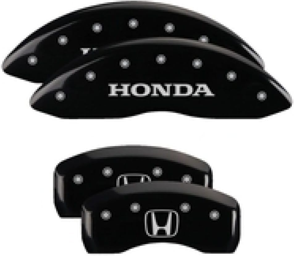 MGP Caliper Covers 20218SHOHBK Black Powder Coat Finish "Honda/H Logo" Engraved Caliper Cover with Silver Characters, Set of 4