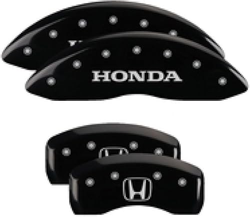 MGP Caliper Covers 20218SHOHBK - Juego de 4 pinzas grabadas con diseño de logotipo Honda/H con acabado en polvo, color negro
