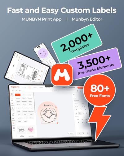 Image of MUNBYN Bluetooth Thermal Label Printer RW403B, Wireless 4x6 Shipping Label Printer for Small Business, Compatible with Android, iPhone, Windows, Mac, Chromebook, Print Width 1.57 inch-4.25 inch