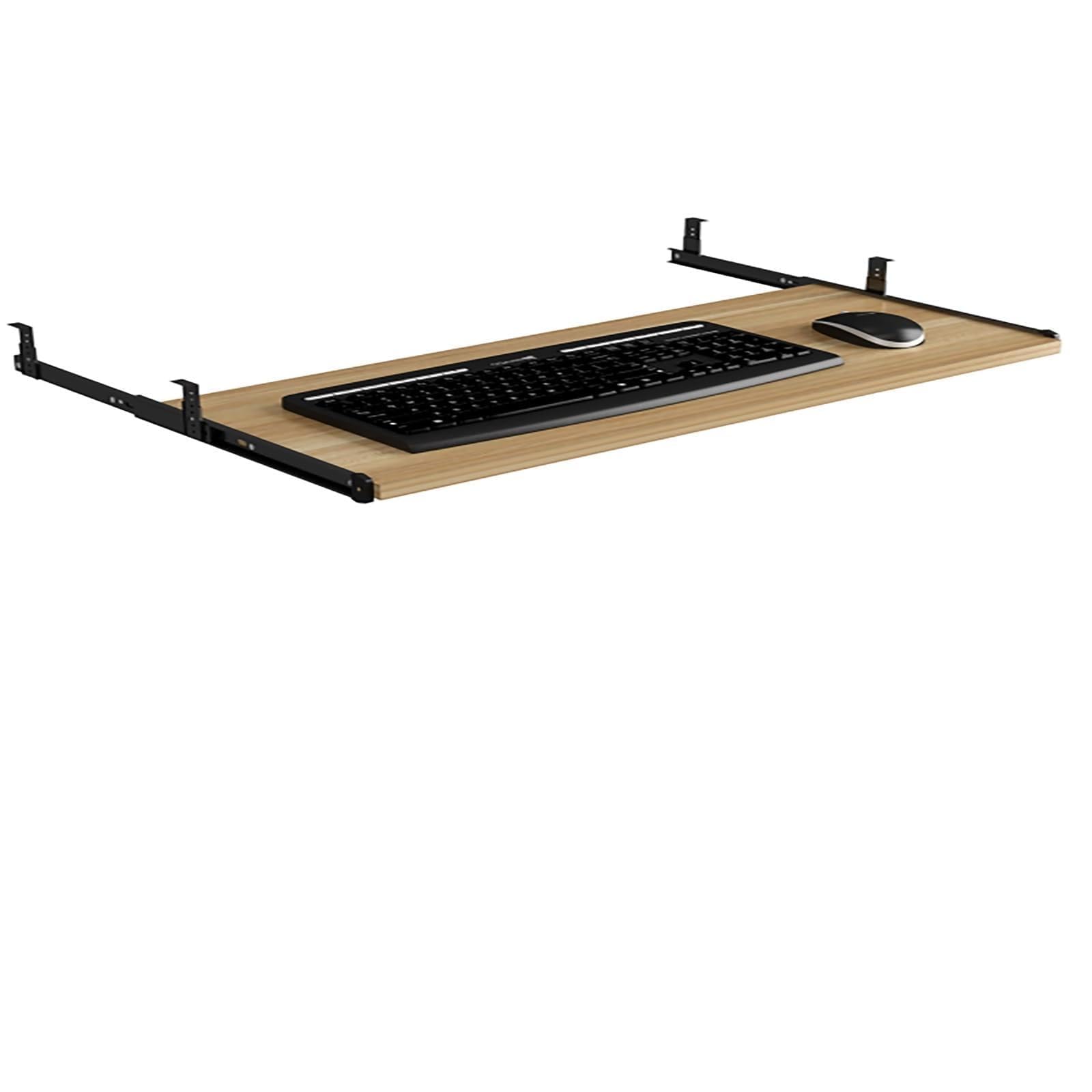 Regulowana taca na klawiaturę pod biurko orzech wyciągana dla łatwej instalacji 60 x 27 cm idealna do konfiguracji domowego biura i ulepszona