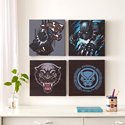 Image of Idea Nuova Marvel Black Panther 4 Pack Square Canvas Wall Art Set, 11"x11" each
