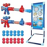 OleFun Shooting Game Toy for Age 6, 7, 8,9,10+ Years Old Kids, Boys - 2 Foam Ball Popper Air Guns & Shooting Target & 24 Foam Balls - Ideal Gift - Compatible with Nerf Toy Guns