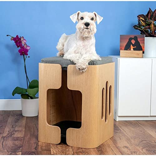 Casinha Retangular Banco Para Pet Bangkok Wood4pet Madeira/cinza