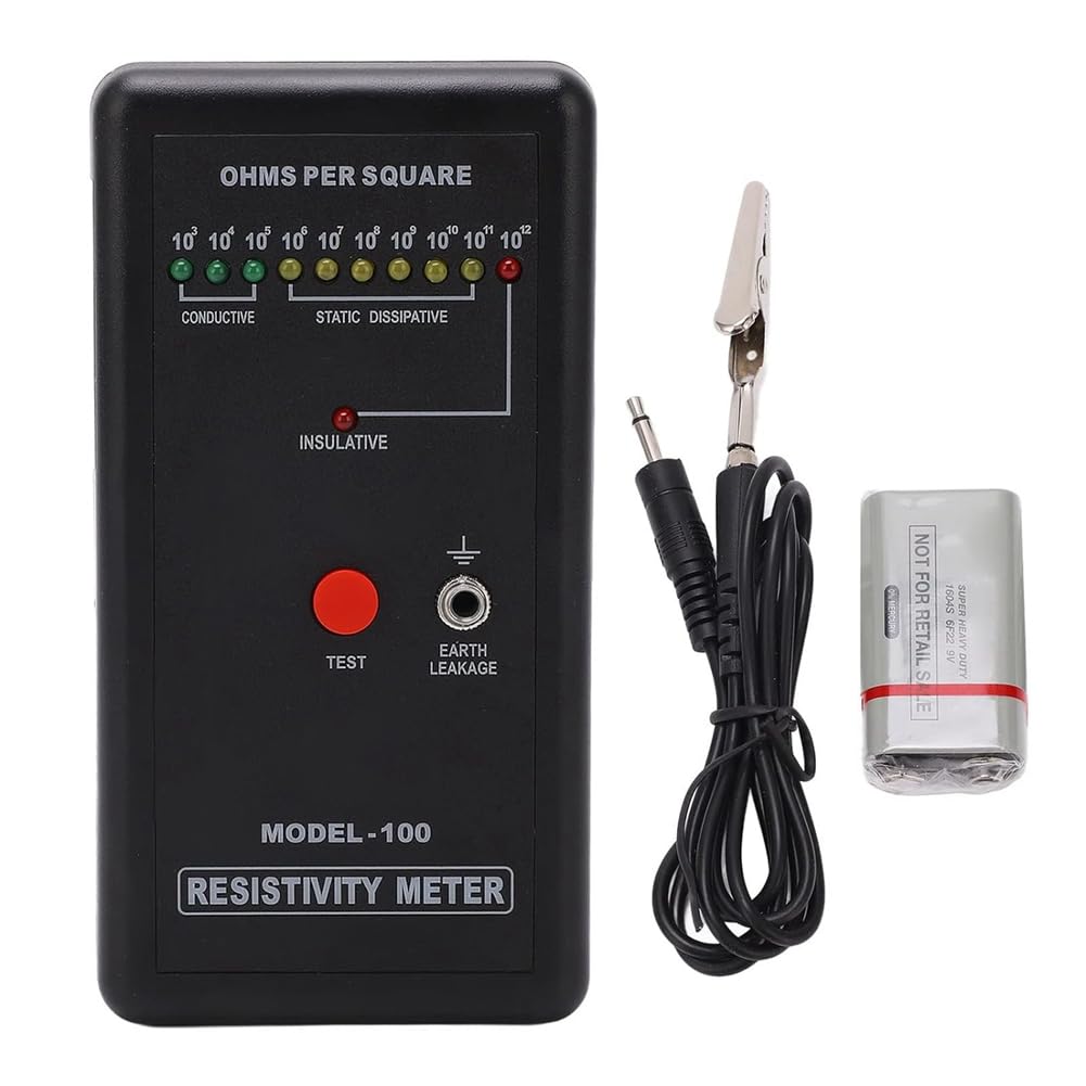 Rfeeuubft As Shown Surfaces Resistance Tester, Handheld Electrostatic Static Resistivity Meter, Electricity Tester Measuring Instrument