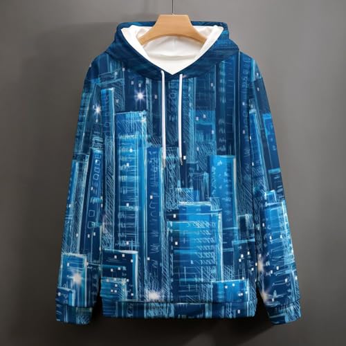 Hoodie unisexe imprimé bâtiment sweat à capuche à manches longues UMENG pull S