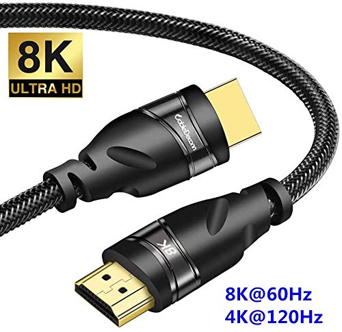 CABLEDECONN 8K HDMI Cordon de Cuivre UHD HDR 8K 48Gbps 8K@60Hz 4K@120Hz Prise en Charge HDCP 3D Câble HDMI pour PS4 SetTop Box HDTV Projecteurs 2m 6.6ft